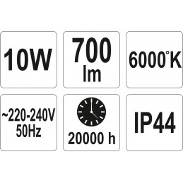 Prožektorius LED su judesio davikliu 10W, 700lm, YATO YT-81801