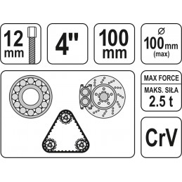 Nuėmėjas guolių 100mm CrV YATO YT-2520