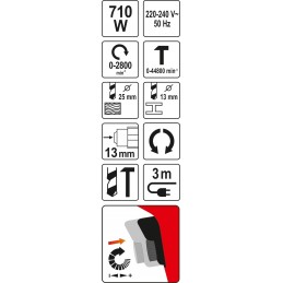Gręžtuvas sūginis, elektrinis 710W, YATO YT-82034