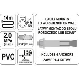 Žarna pneumatinė ritėje 14m. YATO YT-24243