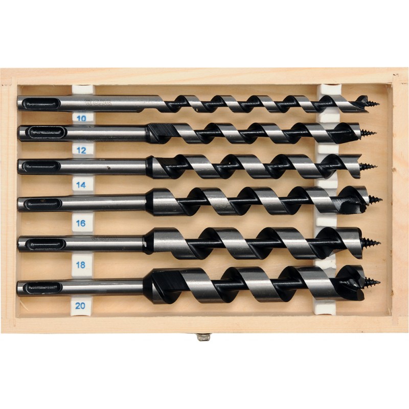 Grąžtai medžiui 6vnt. 10, 12, 14, 16, 18, 20mm./200mm. YATO YT-3300
