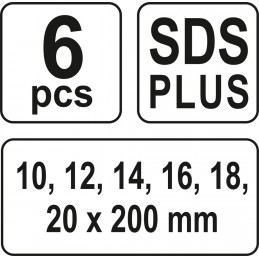 Grąžtai medžiui 6vnt. 10, 12, 14, 16, 18, 20mm./200mm. YATO YT-3300