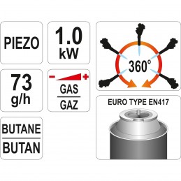Dujinis degiklis su piezo uždegimu 1000°C