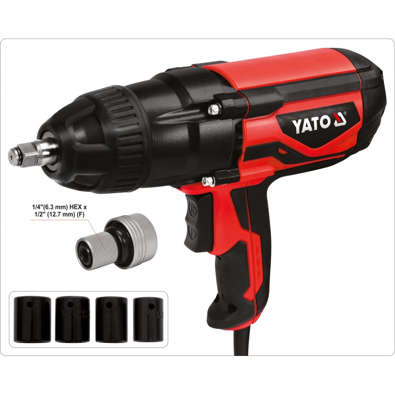 Veržliasukis smūginis elektrinis 450W 1/2", 1/4"HEX, 450Nm YATO YT-82020