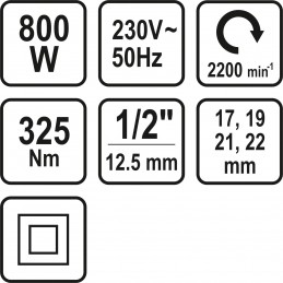 Veržliasukis smūginis elektrinis 800W. 1/2", 325Nm STHOR Y-57091