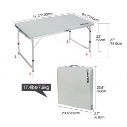 Sulankstomas stalas-prekystalis 120x60cm. aliuminis LC01