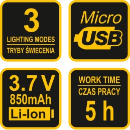 Prožektorius 3W dedamas ant galvos, XPE CREE 4SMD LED Li-Ion AKU USB VOREL