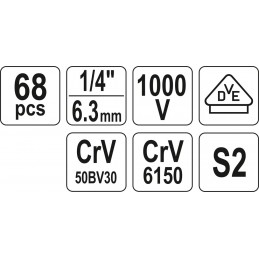 Įrankių rinkinys elektrikui 68vnt. YATO YT-39009