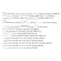 Įrankių rinkinys elektrikui 68vnt. YATO YT-39009