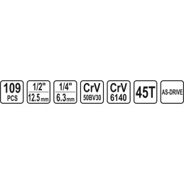 Įrankių rinkinys 109vnt. su akumuliatoriniu suktuku STHOR Y-58695
