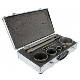Gręžimo karūnų 30-100mm. rinkinys su ilgais adapteriais, SDS Plus