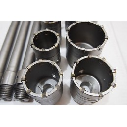 Gręžimo karūnų 30-100mm. rinkinys su ilgais adapteriais, SDS Plus