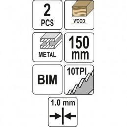 Pjūklas 150mm. 10TPI siaurapjūkliui/tiesiniam pjūklui 2vnt. YATO YT-33930
