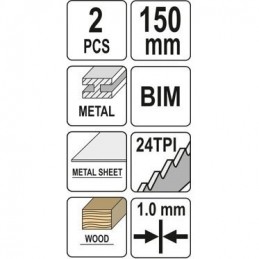 Pjūklas 150mm. 24TPI siaurapjūkliui/tiesiniam pjūklui 2vnt. YATO YT-33932