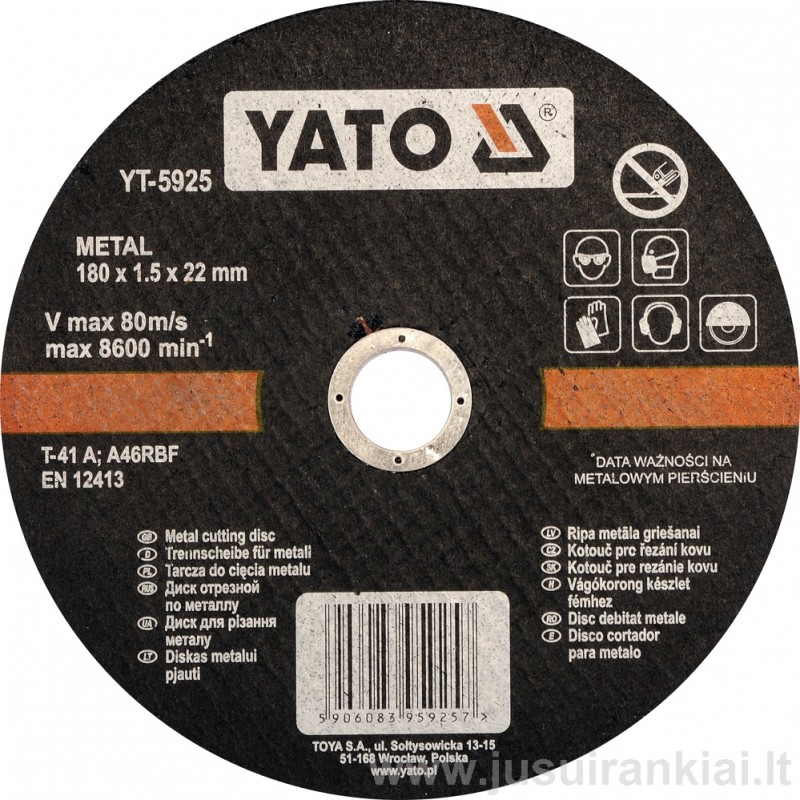 Diskas metalo pjovimui 180 mm. YATO 5925