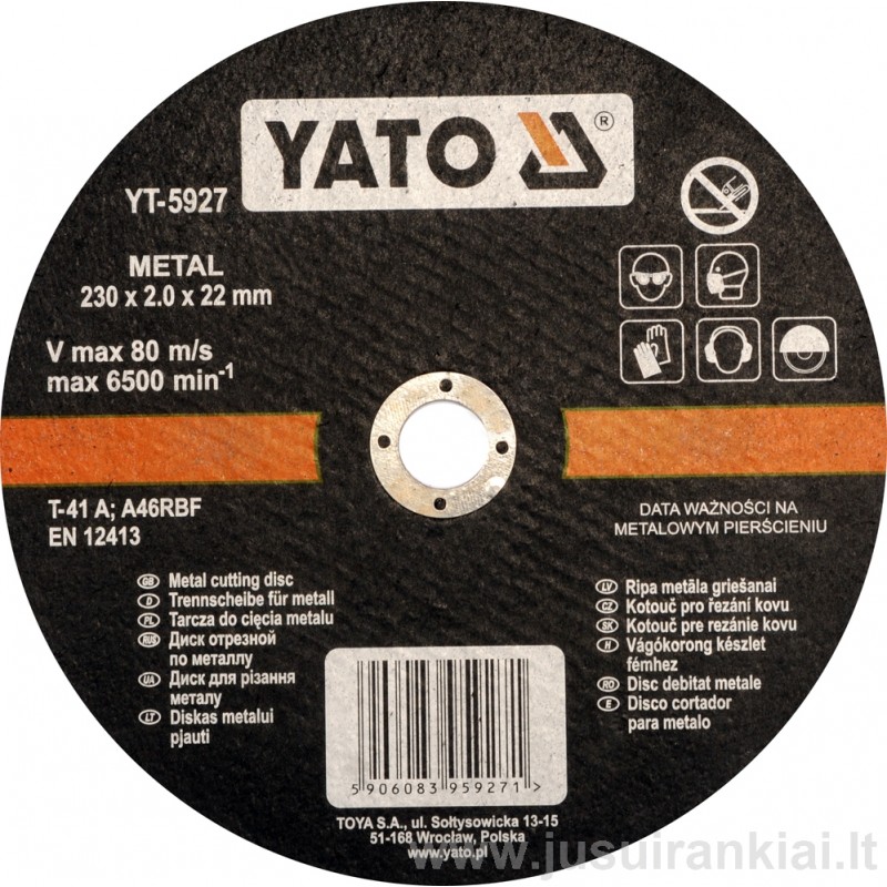 Diskas metalo pjovimui 230 mm. YATO 5927