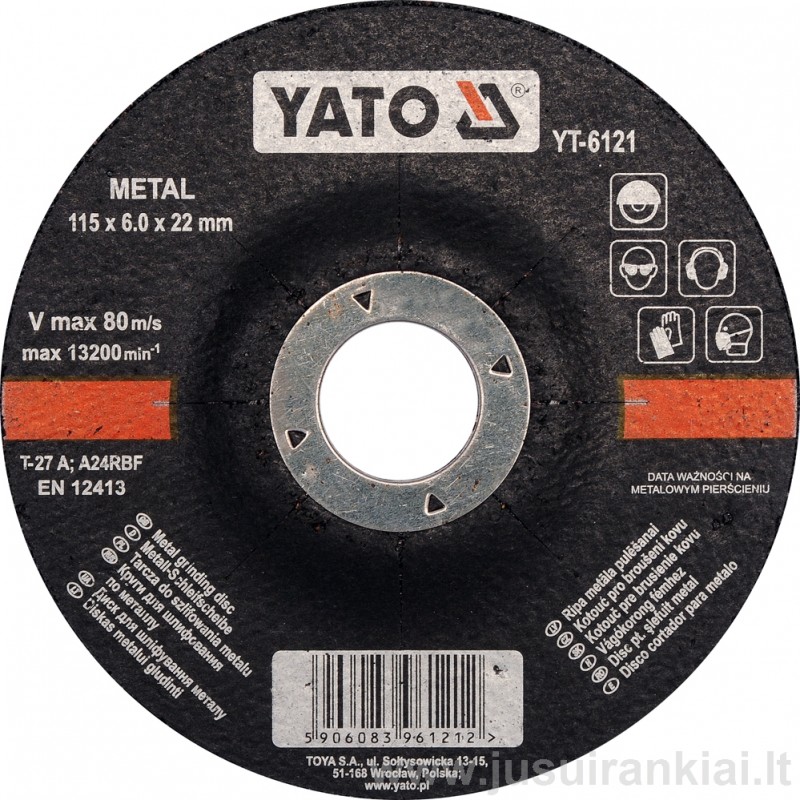 Diskas 115mm. metalo šlifavimui YATO 6121