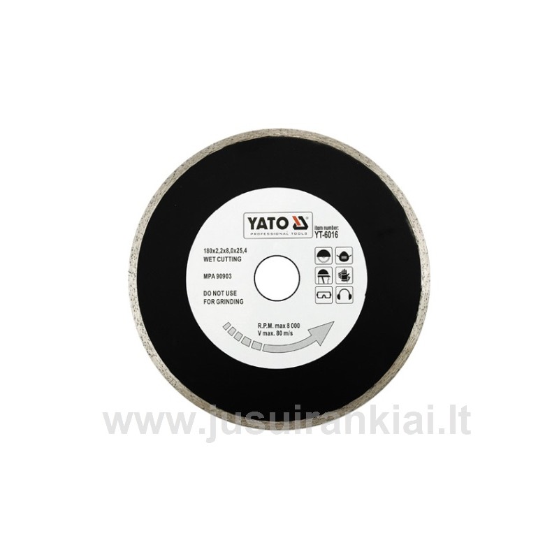 Diskas 180mm. deimantinis šlapiam pjovimui YATO 6016