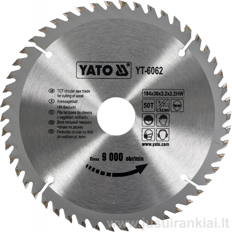 Diskas 184x30/3,2mm. 50dant. medžiui YATO 6062