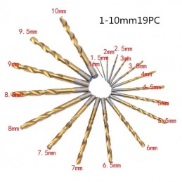 Grąžtų rinkinys HSS-Titan 1-10mm. 19vnt. metalui, medžiui EW0019