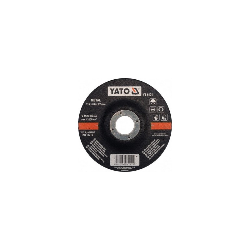 Diskas metalo šlifavimui 115x6,0x22mm. YATO YT-6121