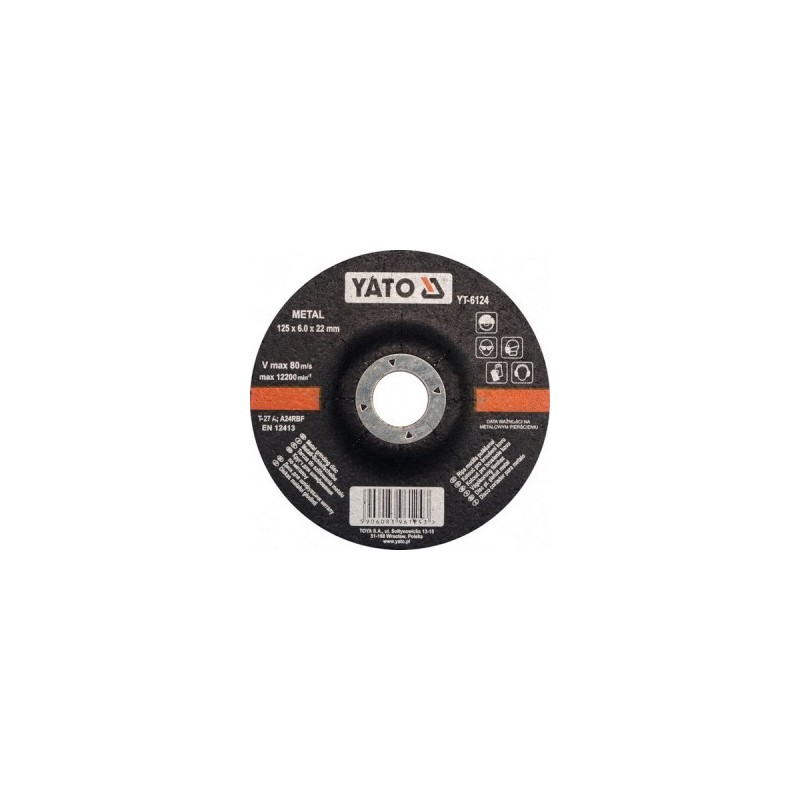 Diskas metalo šlifavimui 125x6,0x22mm. YATO YT-6124