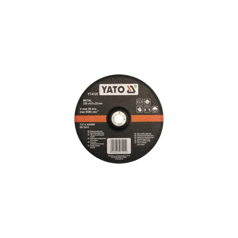 Diskas metalo šlifavimui 230x6,0x22mm. YATO YT-6125