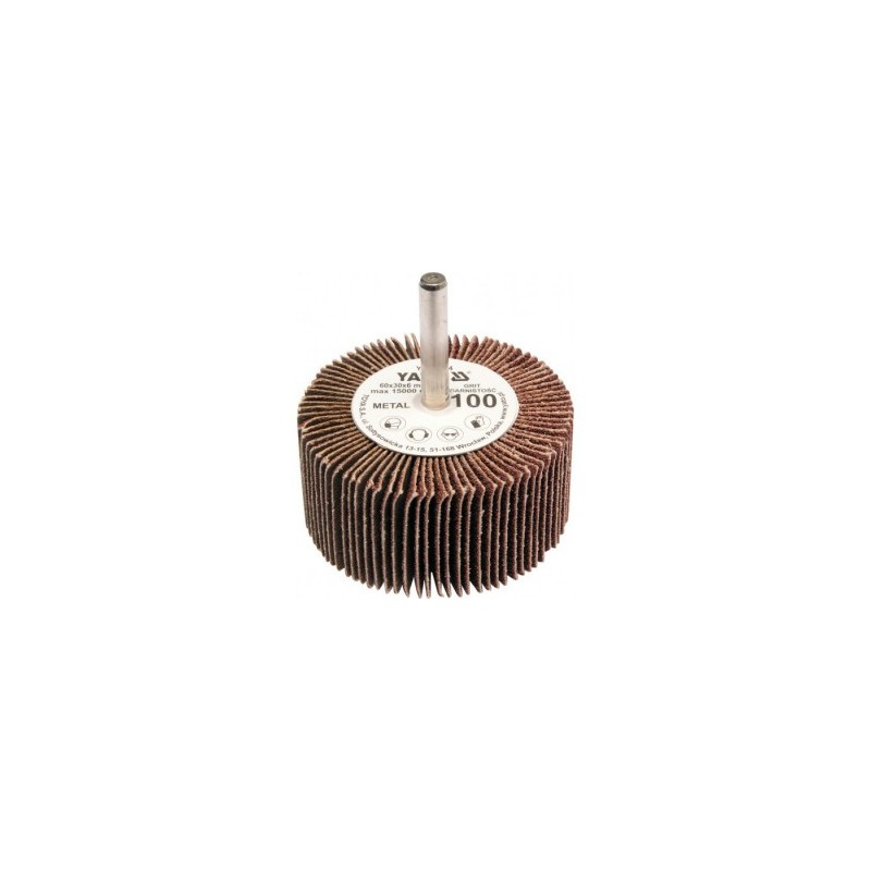 Diskelis šlifavimo lapelių 60x30x6mm. P100 su ašele metalui YATO YT-83364