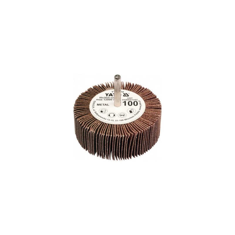 Diskelis šlifavimo lapelių 80x30x6mm. P80 su ašele metalui YATO YT-83373