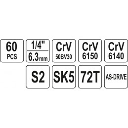 Įrankių rinkinys 60vnt. YATO YT-38920