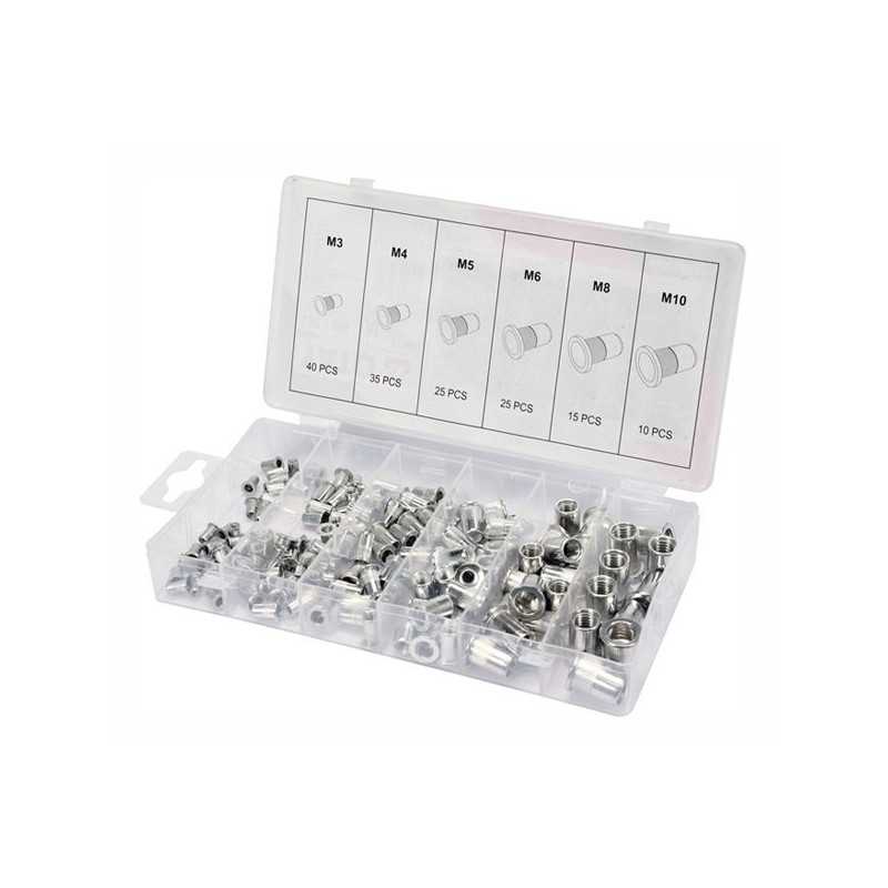 Kniedės srieginės M3-M10 150vnt. aliuminės