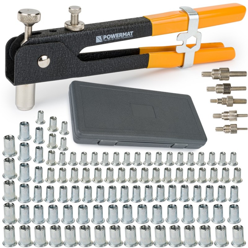 Kniediklis srieginėms kniedėms M3-M8 su 90vnt. kniedžių PM-NIR-86SU