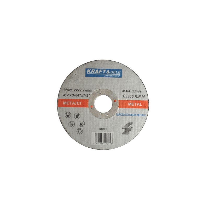 Diskas 115x1,2x22,23mm. 10vnt. metalui KD971
