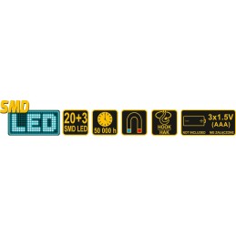 Lempa SMD LED 20+1, 100+12lm su magnetu VOREL Y-82730