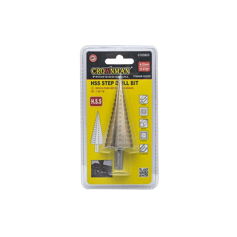 Grąžtas pakopinis 4-32mm. 15pak. CROWNMAN