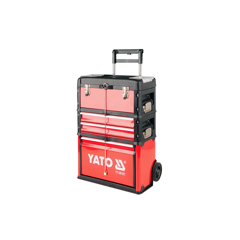 Dėžė įrankiams su ratukais metalinė 3-jų dalių YATO YT-09101