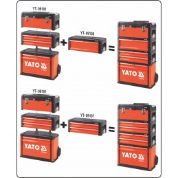 Dėžė įrankiams su ratukais metalinė 3-jų dalių YATO YT-09101