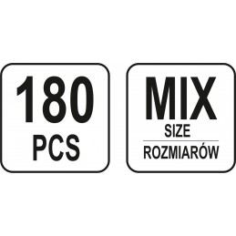 Rinkinys guminių įvorių 180vnt. mix. YATO YT-06878