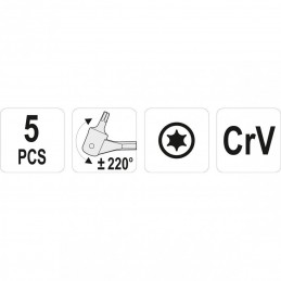 TORX lanksčių raktų T15-T60, 5vnt. rinkinys YATO YT-05320