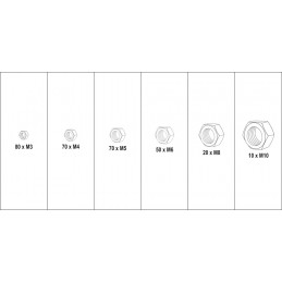 Veržlių rinkinys 170vnt. M3, M4, M5, M6, M8 YATO YT-06772