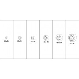 Veržlių rinkinys 146vnt. M4, M5, M6, M8, M10, M12 YATO YT-06774
