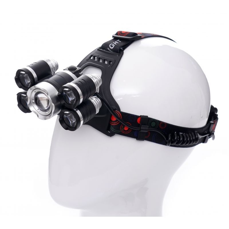 Prožektorius 1xT6LED+4xQ5LED ant galvos, įkraunamas KD1248