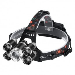 Prožektorius 1xT6LED+4xQ5LED ant galvos, įkraunamas KD1248