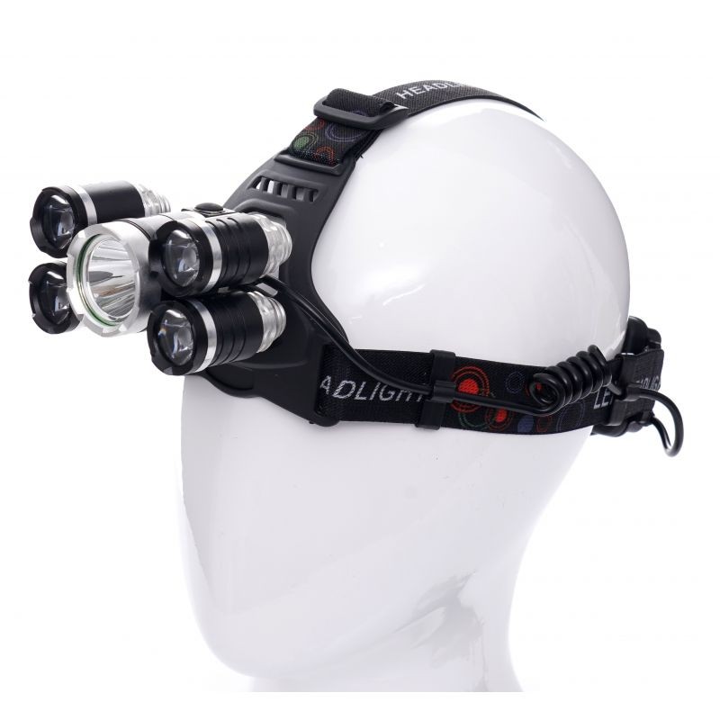 Prožektorius 1xT6LED+4xQ5LED ant galvos, įkraunamas KD1247