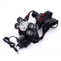 Prožektorius 1xT6LED+4xQ5LED ant galvos, įkraunamas KD1247