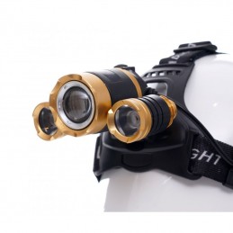 Prožektorius 1xT6LED+2xQ5LED ant galvos, įkraunamas KD1246