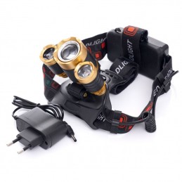 Prožektorius 1xT6LED+2xQ5LED ant galvos, įkraunamas KD1246