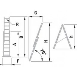 Kopėčios aliuminės, 2X7 pakopų 201-314cm. universalios, dvipusės, ištraukiamos