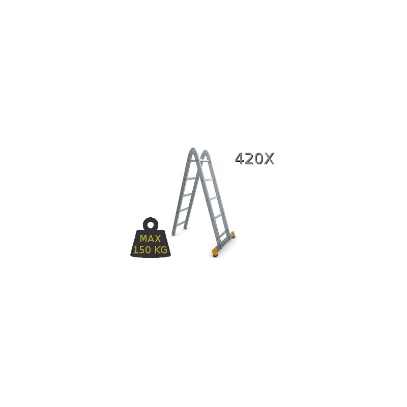 Kopėčios aliumininės, 2x8pakopų 224-436cm. šarnyrinės 2 dalių FORTE