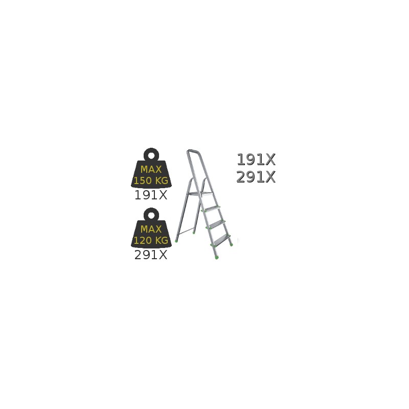 Kopėčios aliumininės, 6pakopų 119-194cm. buitinės EUROSTYL
